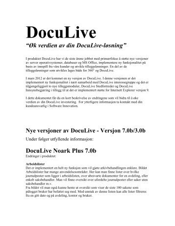 DocuLive releaseinfo og tilleggsmoduler.pdf - Software Innovation