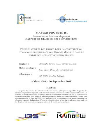 MASTER PRO STIC-ISI Rapport de Stage de Fin d'Ãtudes 2008 ...