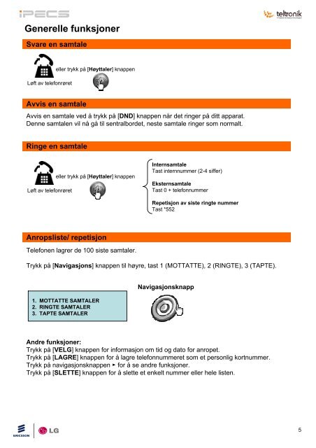 Norsk bruksanvisning for LIP 8002E - Teltronik AS