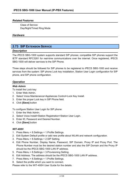 iPECS SBG-1000 User Manual