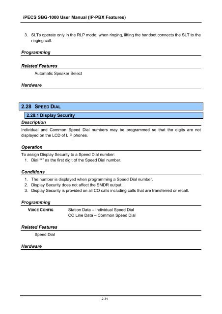 iPECS SBG-1000 User Manual