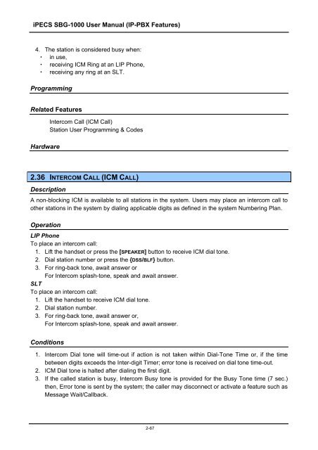 iPECS SBG-1000 User Manual