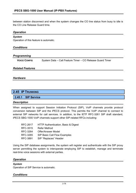 iPECS SBG-1000 User Manual