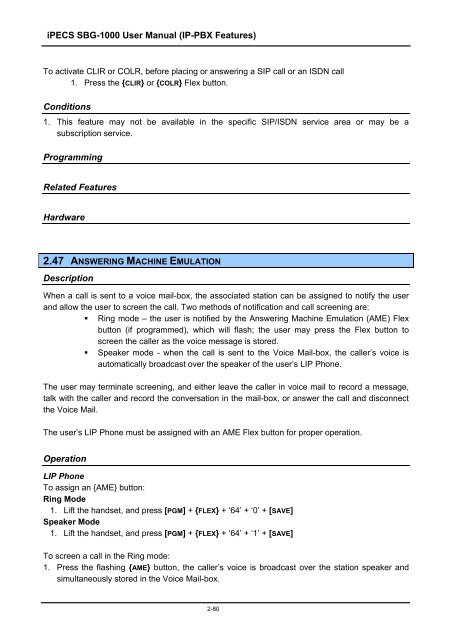 iPECS SBG-1000 User Manual