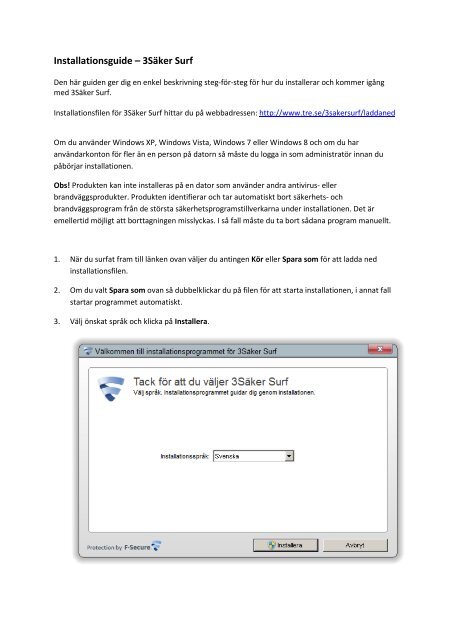 Installationsguide – 3Säker Surf - Tre