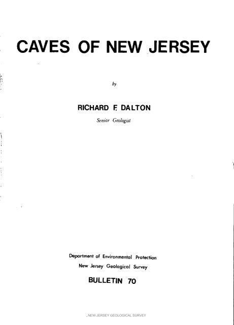 Bulletin 70. Caves of New Jersey, 1976 - State of New Jersey