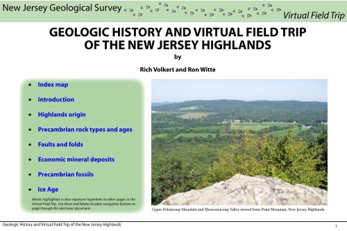 Geologic History and Virtual Field Trip of the New Jersey Highlands