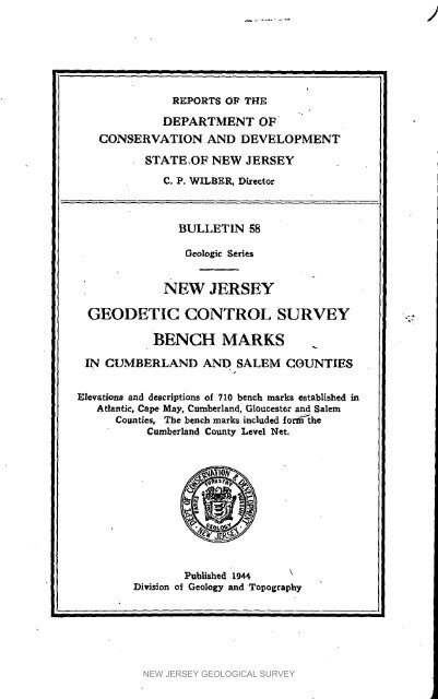 Bulletin 58. NJ Geodetic Control Survey Bench Marks in ...