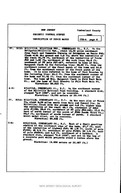 Bulletin 58. NJ Geodetic Control Survey Bench Marks in ...