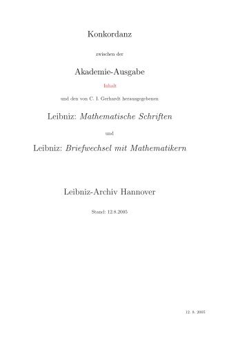 Mathematische Schriften (Hrsg.: Gerhardt) sowie Leibniz