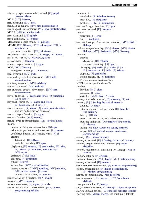 Stata Quick Reference and Index