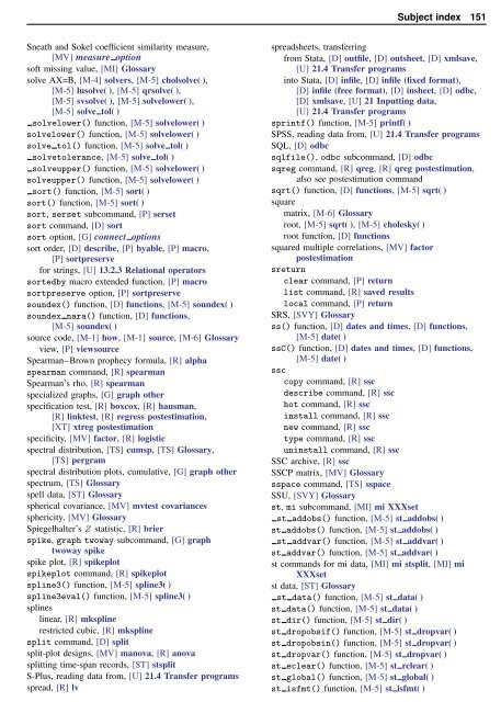 Stata Quick Reference and Index