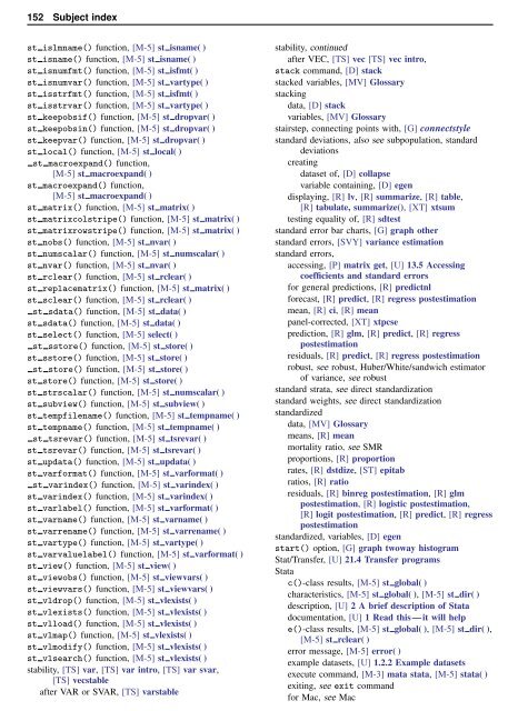 Stata Quick Reference and Index