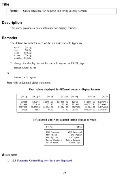 Stata Quick Reference and Index