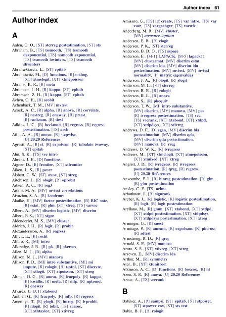 Stata Quick Reference and Index