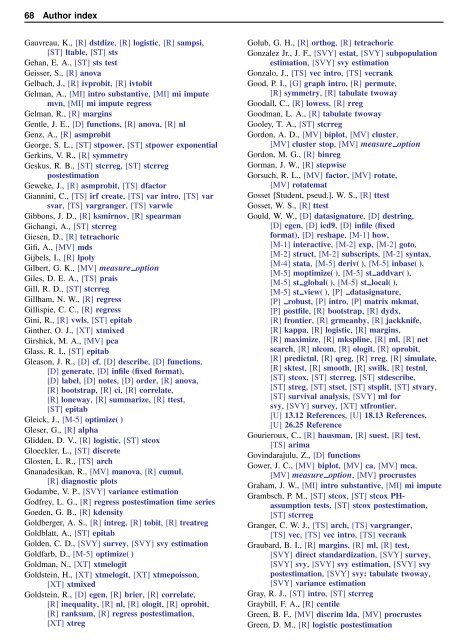 Stata Quick Reference and Index