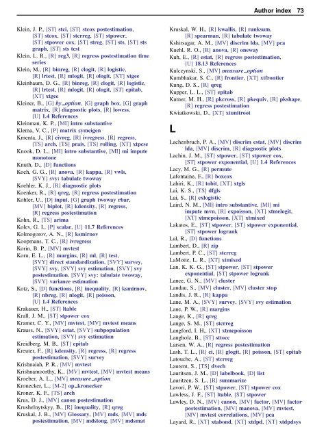 Stata Quick Reference and Index