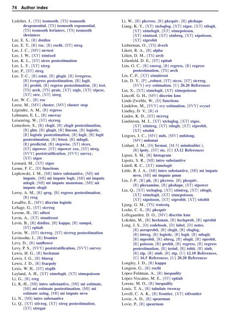 Stata Quick Reference and Index