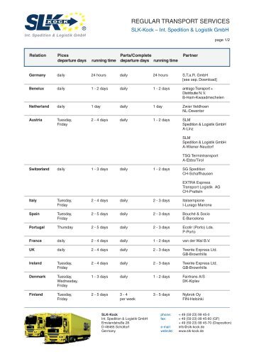 Line traffic europe - SLK-Kock Internationale Spedition & Logistik ...