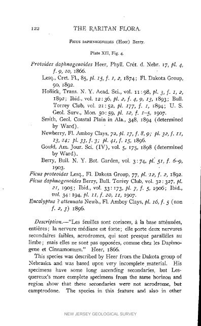 Bulletin 3. The flora of the Raritan Formation, 1911 - State of New ...