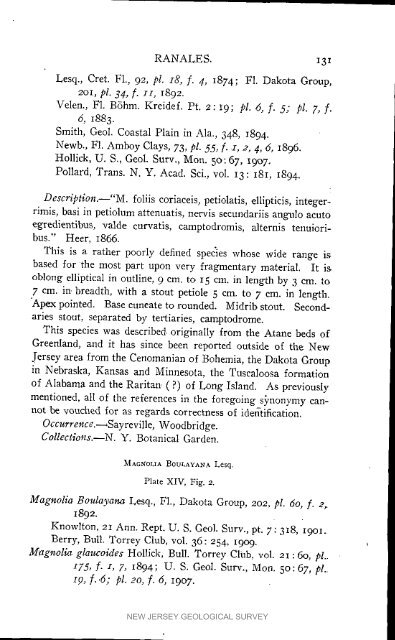Bulletin 3. The flora of the Raritan Formation, 1911 - State of New ...