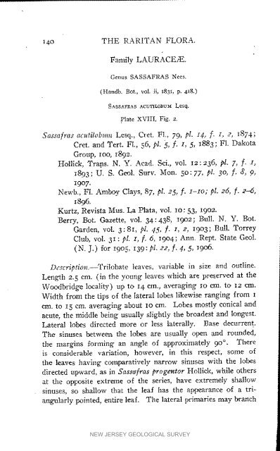 Bulletin 3. The flora of the Raritan Formation, 1911 - State of New ...