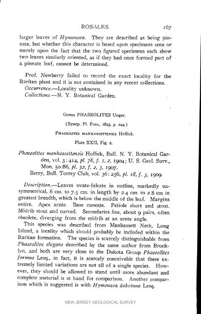 Bulletin 3. The flora of the Raritan Formation, 1911 - State of New ...