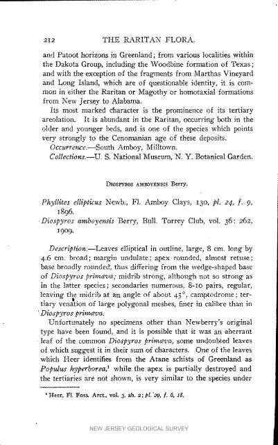 Bulletin 3. The flora of the Raritan Formation, 1911 - State of New ...