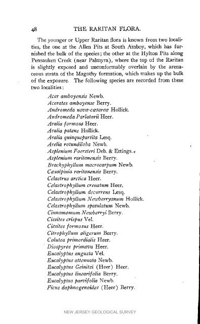 Bulletin 3. The flora of the Raritan Formation, 1911 - State of New ...