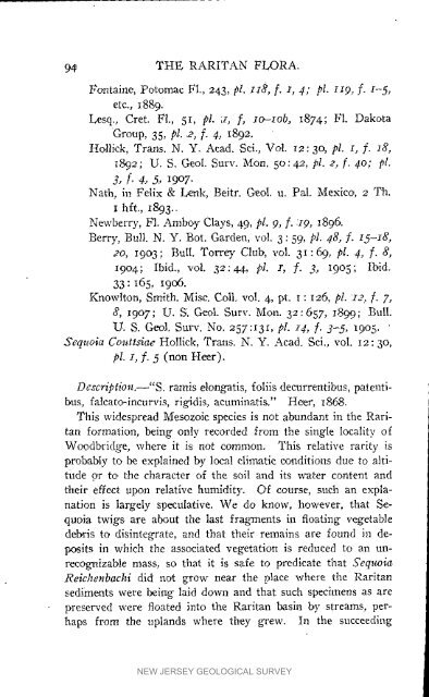 Bulletin 3. The flora of the Raritan Formation, 1911 - State of New ...