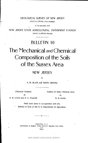 Bulletin 10. The mechanical and chemical composition of the soils in ...