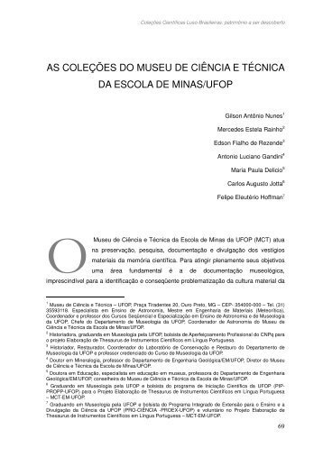 as coleÃ§Ãµes do museu de ciÃªncia e tÃ©cnica da escola de minas/ufop