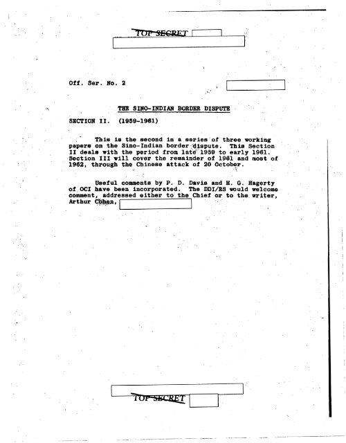 The Sino-Indian Border Dispute Section 2: 1959-61 - The Black Vault