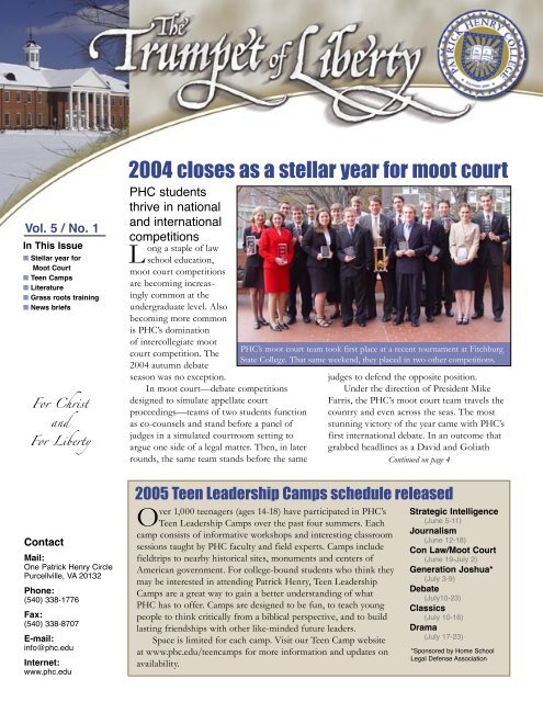 2004 closes as a stellar year for moot court - Patrick Henry College