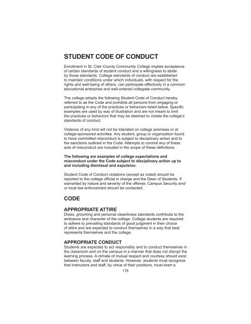 student code of conduct - St. Clair County Community College