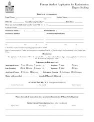 Former Student Application for Readmission - Patrick Henry College