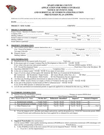 SPARTANBURG COUNTY APPLICATION FOR NPDES ...