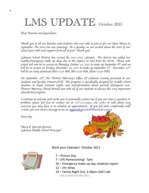 LMS UPDATE October 2011 - Lebanon School District