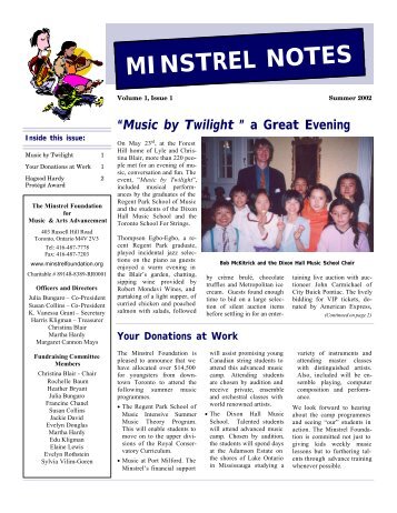 Summer 2002 - The Minstrel Foundation for Music and Arts ...