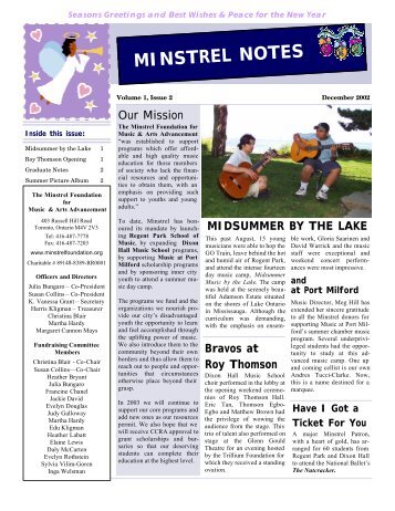 December 2002 - The Minstrel Foundation for Music and Arts ...