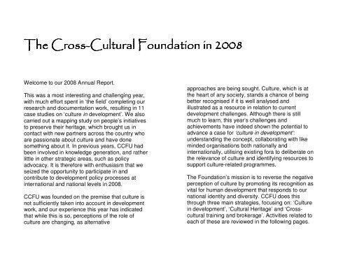 Annual Report - Cross-Cultural Foundation of Uganda(CCFU)