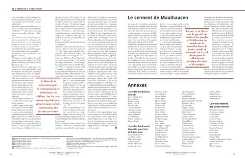 Le serment de Mauthausen Annexes - Fondation pour la mÃ©moire