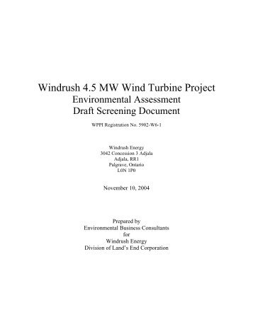 Windrush Wind Turbine Project - Windrush Energy