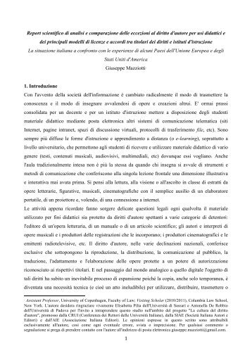 Report scientifico.pdf - Il diritto d'autore nell'universitÃ 