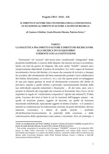 le eccezioni al diritto d'autore a scopo - Il diritto d'autore nell'universitÃ 