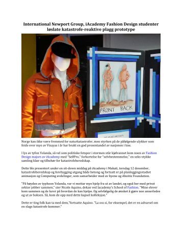 International Newport Group,  iAcademy Fashion Design studenter løslate katastrofe-reaktive plagg prototyper.pdf