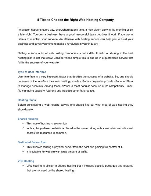5 Tips To Choose The Right Web Hosting Company Images, Photos, Reviews