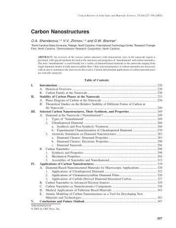 Carbon Nanostructures