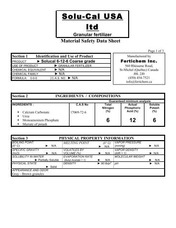 MSDS - Solu-Cal