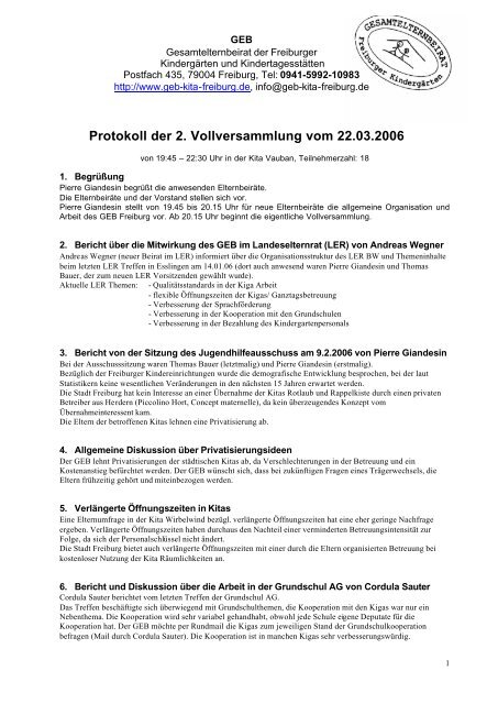 Protokoll der Vollversammlung am 22.03.2006 - GEB-K